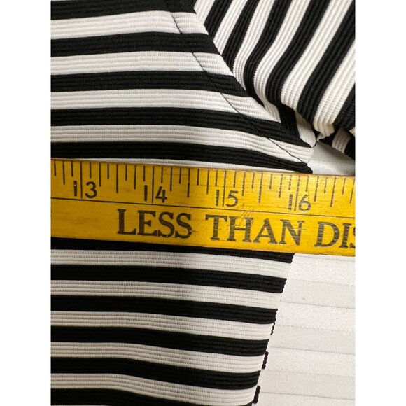 Ava & Yelly Black White Striped Cold-Shoulder Dress Lace Neckline Fit & Flare Si - Picture 16 of 16